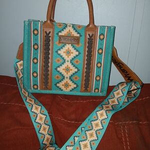 Wrangler Turquoise Brown Aztec Shoulder Bag